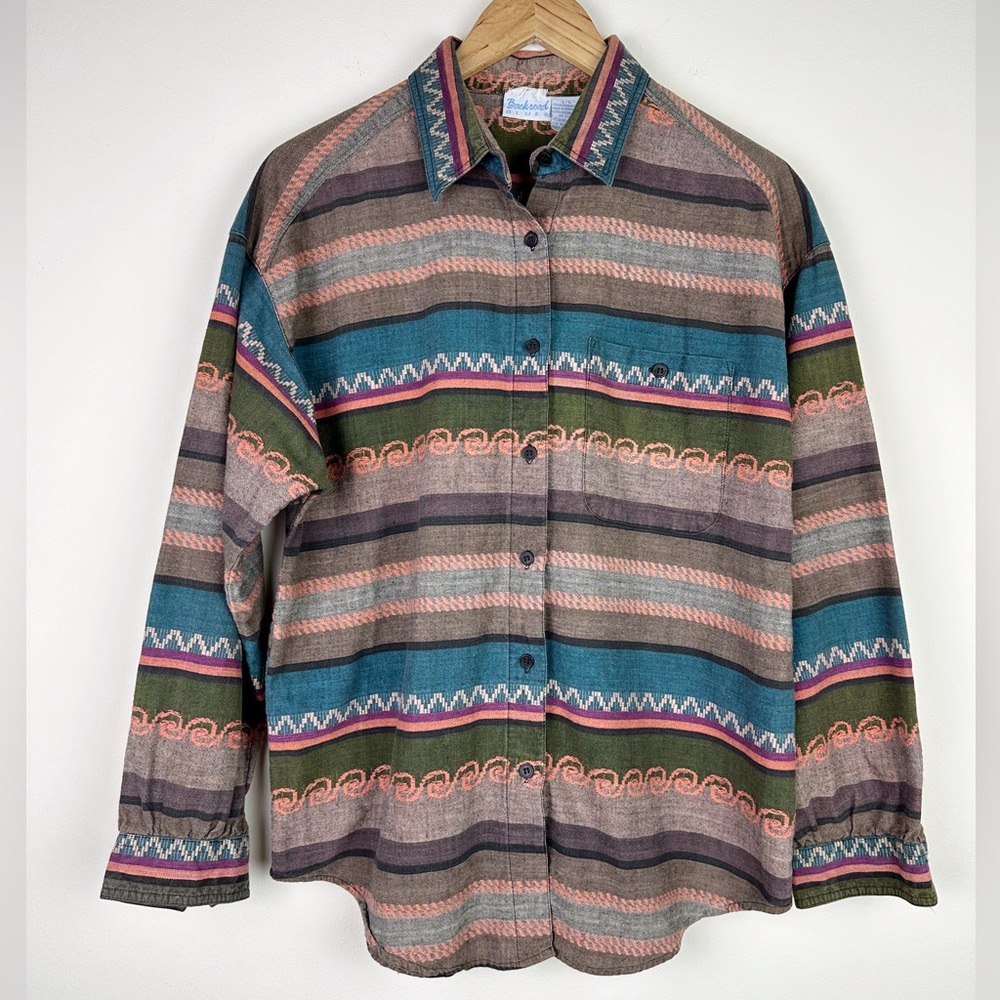 Backroad Blues Vintage Striped Blouse